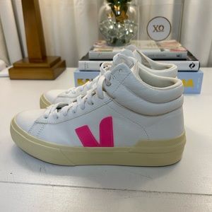 Pink and white Veja High Top Sneakers